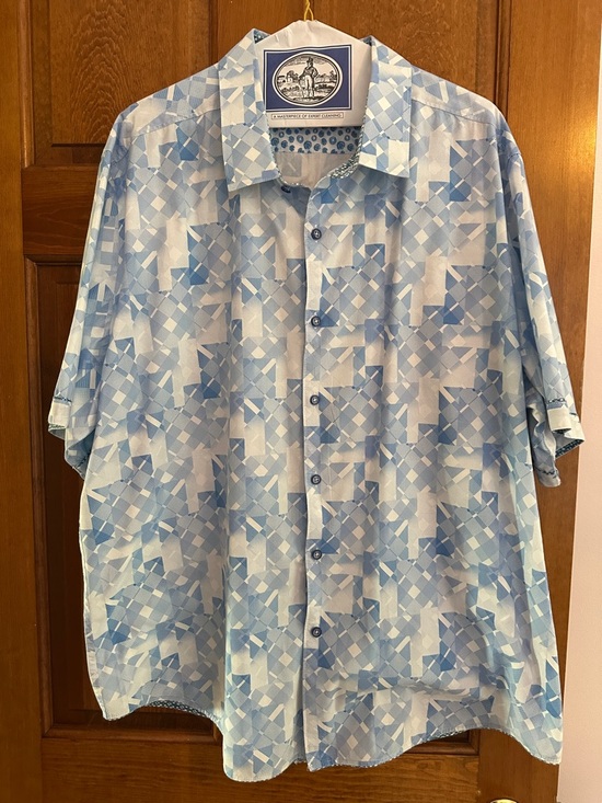 Robert Graham Other - Robert Graham Light Blue Geometric Short Sleeve Button-Down Shirt